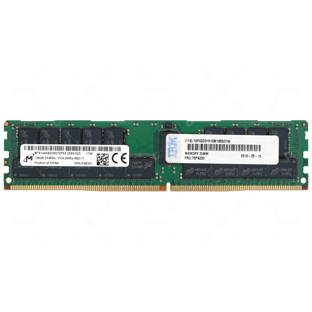 78P4200 IBM 128GB 2S4RX4 PC4-2666V DDR4 2666MHZ ECC REGISTERED MEMORY FOR S924 PSERIES POWER9 324C, 8529B28, M393AAK40B42-CWD, MTA144ASQ16G72PSZ-2S6G1